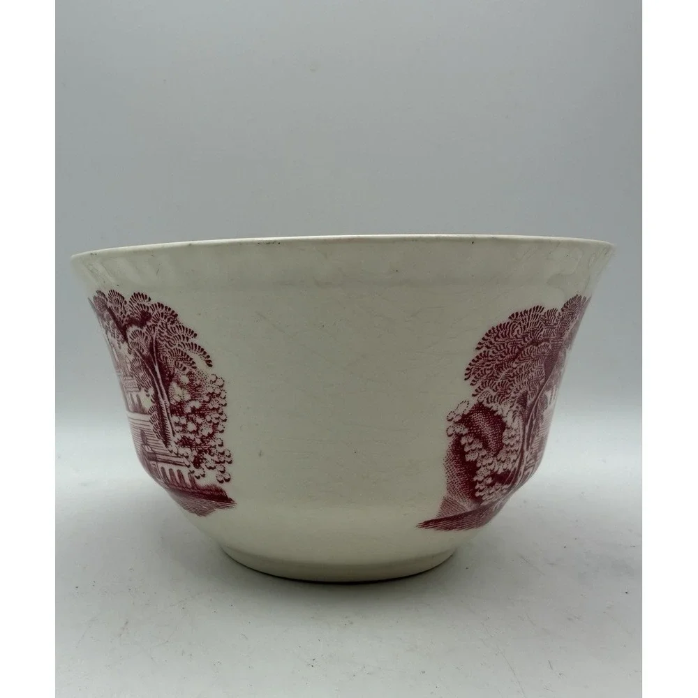 Mason's Vista Red Transferware Open Sugar Bowl Ironstone England Vintage